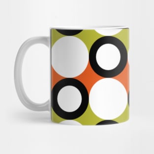 Lime Green Orange Black and White Circles Mug